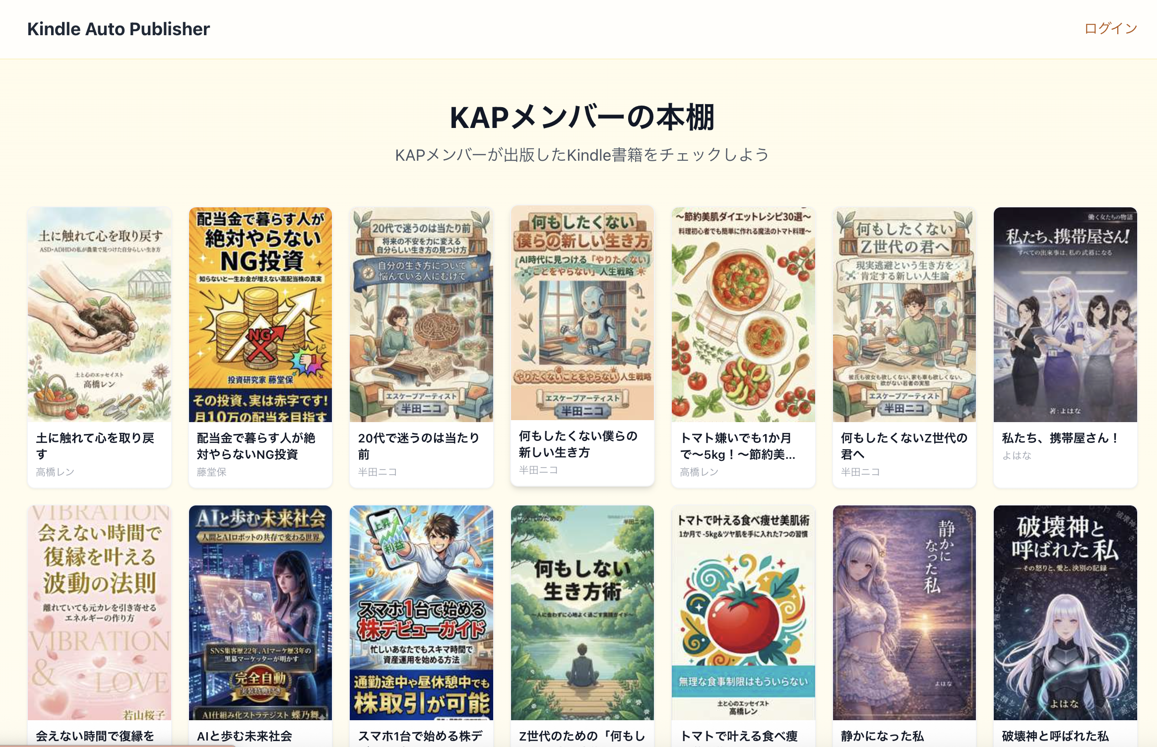 KAPメンバーが出版したKindle本の一覧 - 投資、ライフスタイル、料理、小説など多様なジャンル